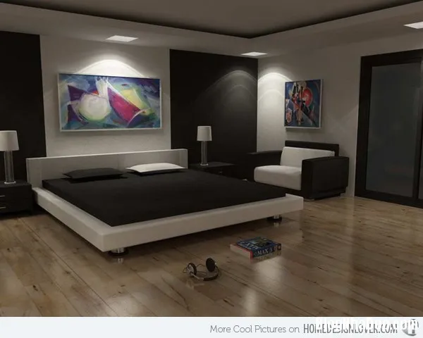 Thiết kế phòng ngủ sang trọng với tông màu đen và trắng