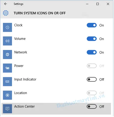 vo hieu hoa Notifications và Action Center trong Windows 10