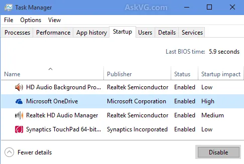 Tắt onedrive trong Windows 10