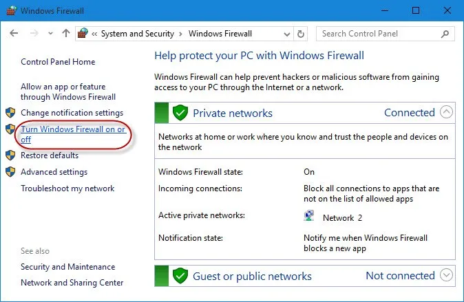 Bật/ Tắt Tường lửa” Windows Firewall” trong Windows 10, 8, 7, Vista và XP