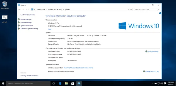 Cách activate Windows 10 build 10240