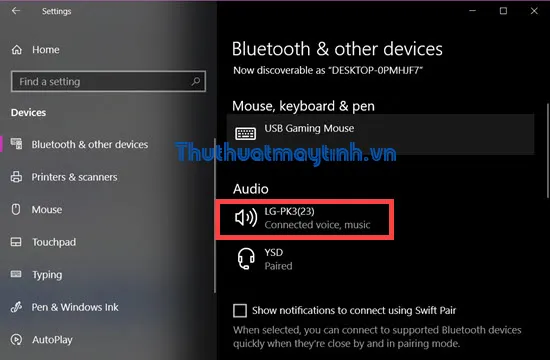 Bật Bluetooth trong Win 10