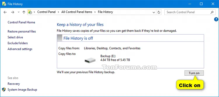 Cách Bật/Tắt Lịch sử File trong Windows 10