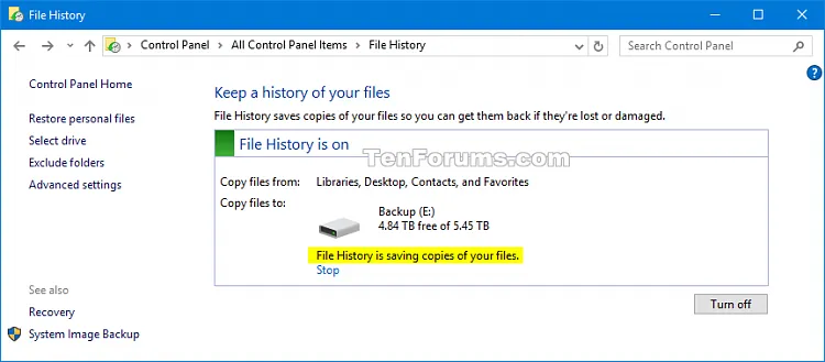 Cách Bật/Tắt Lịch sử File trong Windows 10