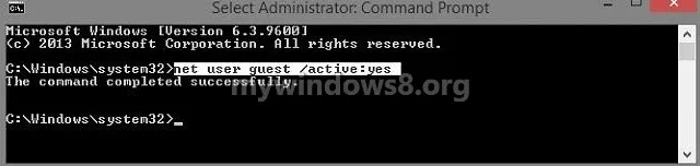 Bật Tài khoản Guest bằng lệnh cmd