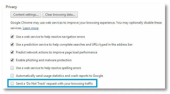 Cách bật tính năng Do Not Track (Không theo dõi) trong Chrome