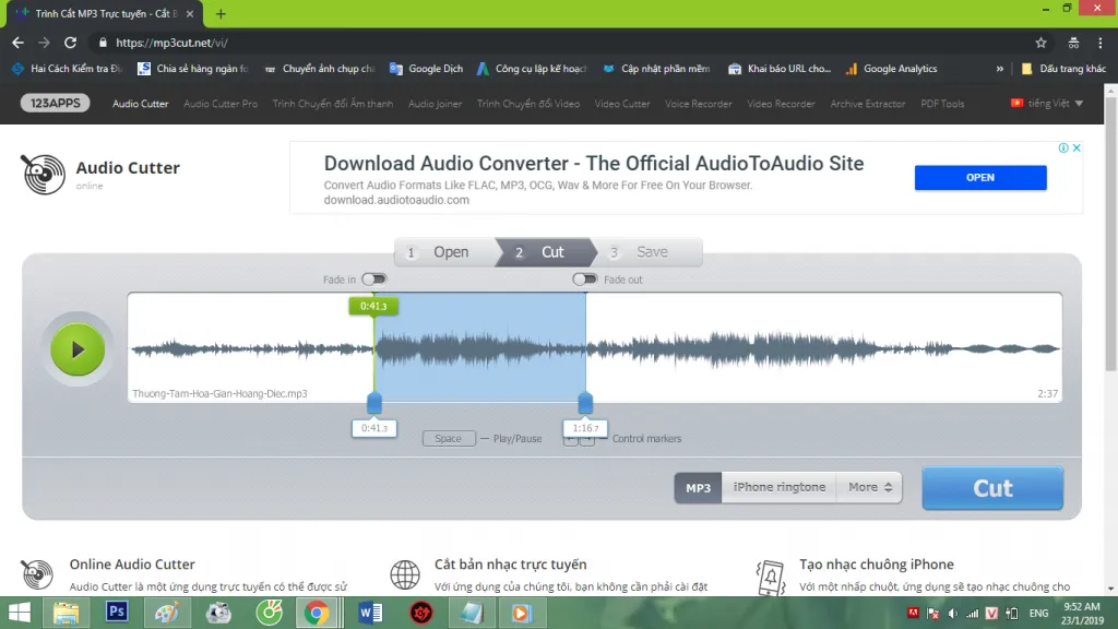 Cách cắt nhạc Mp3 online bằng mp3cut nhanh, đơn giản