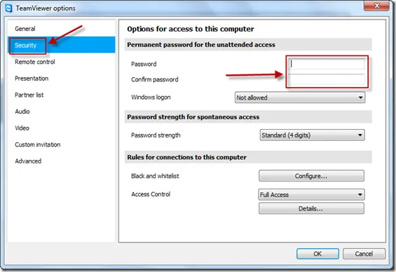 Cách đặt mật khẩu cố định trong TeamViewer