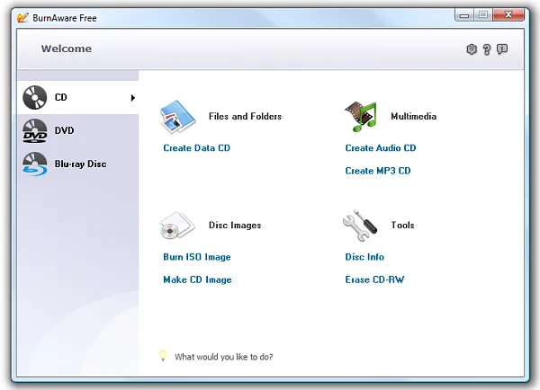 Cách ghi đĩa CD/DVD với BurnAware Free