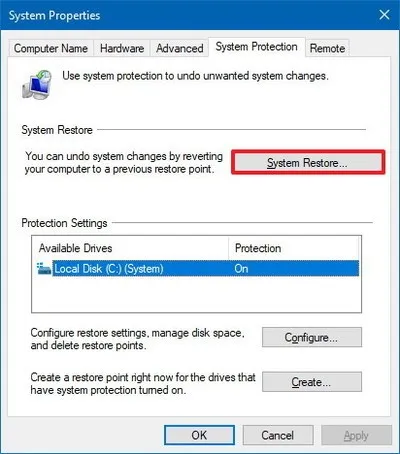 Cách Khôi phục Hệ thống trên Windows 10 bằng System Restore