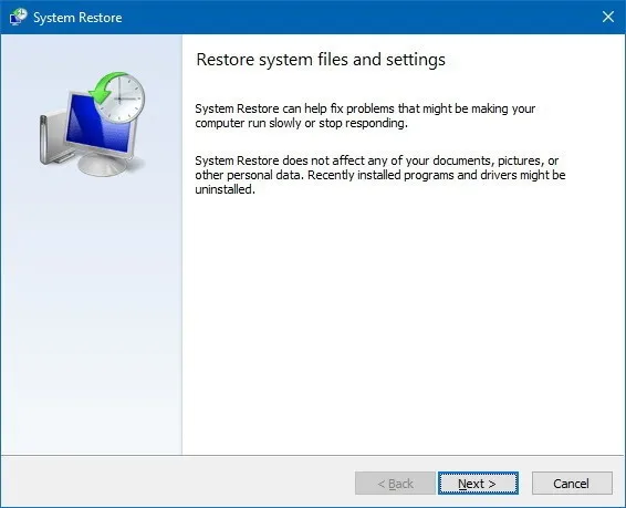 Cách Khôi phục Hệ thống trên Windows 10 bằng System Restore