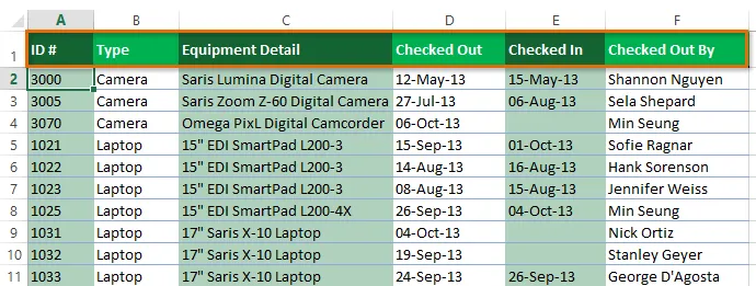 Cách lọc dữ liệu trên Excel 2013 nhanh