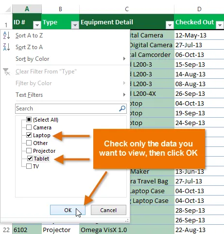 Cách lọc dữ liệu trên Excel 2013 nhanh