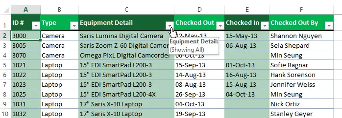 Cách lọc dữ liệu trên Excel 2013 nhanh