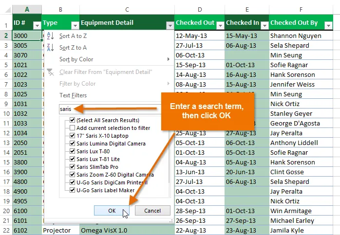 Cách lọc dữ liệu trên Excel 2013 nhanh