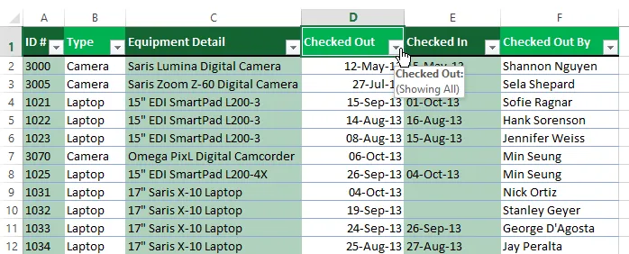 Cách lọc dữ liệu trên Excel 2013 nhanh