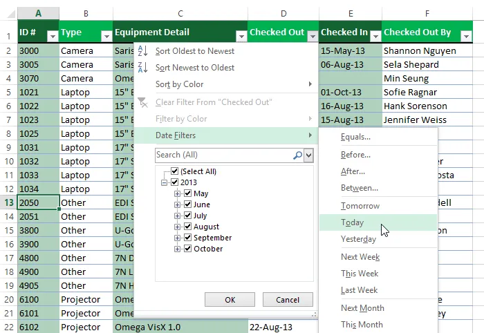 Cách lọc dữ liệu trên Excel 2013 nhanh