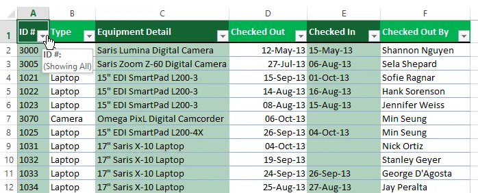 Cách lọc dữ liệu trên Excel 2013 nhanh