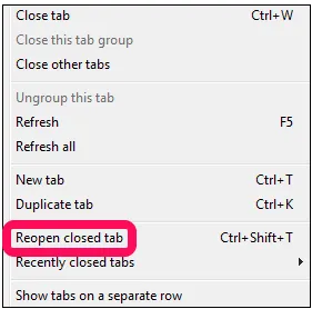 Cách mở lại tab trình duyệt mà bạn đã đóng