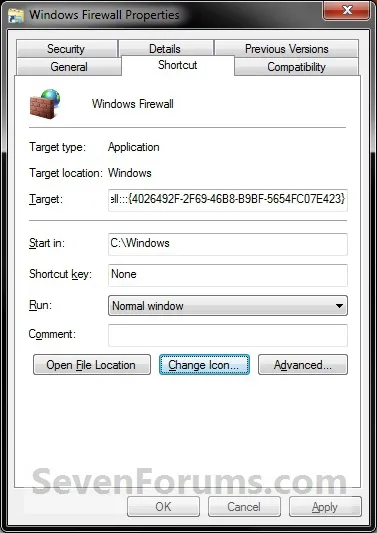 Cách tạo phím tắt Windows Firewall trong Windows 7 và Windows 8