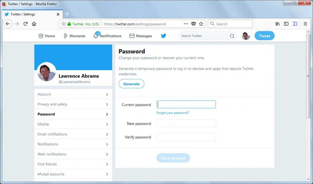 Cách thay đổi mật khẩu Twitter của bạn