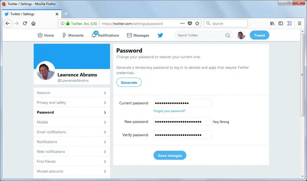 Cách thay đổi mật khẩu Twitter của bạn