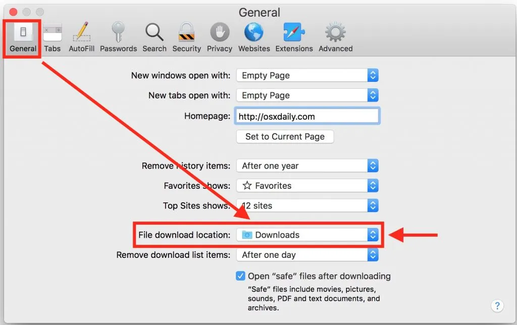 Cách thay đổi vị trí tải xuống Safari trên Mac OS