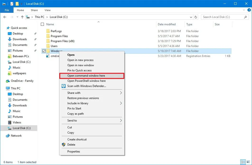 Cách Thêm Command Prompt vào menu chuột phải trên Windows 10