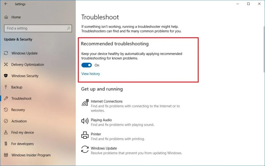 Cách tự động khắc phục sự cố trên Windows 10