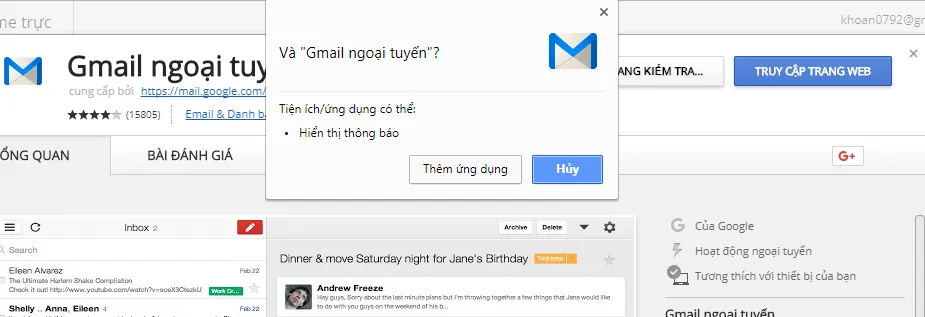 Cách xem Gmail ngoại tuyến bằng tiện ích Gmail Offline