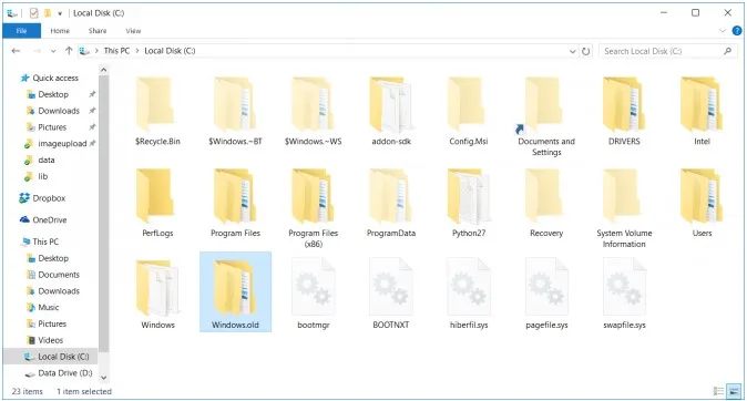 Cách xóa thư mục Windows.old trong Windows 10