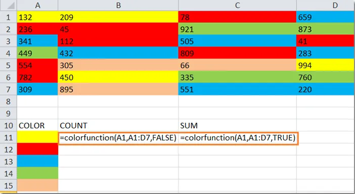 Đếm hoặc Thêm các ô trong Excel dựa trên màu nền