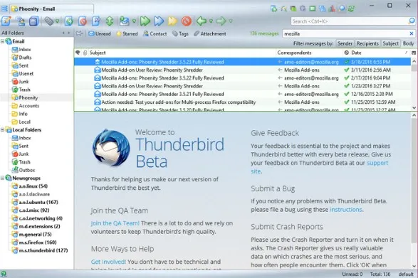 Downloand Thunderbird 51.0 – Ứng dụng Email ngăn chặn thư rác và virut
