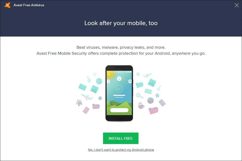 Avast Free Antivirus 2018 Cài đặt bài - bổ sung Sản phẩm Avast (Avast Free Mobile Security)