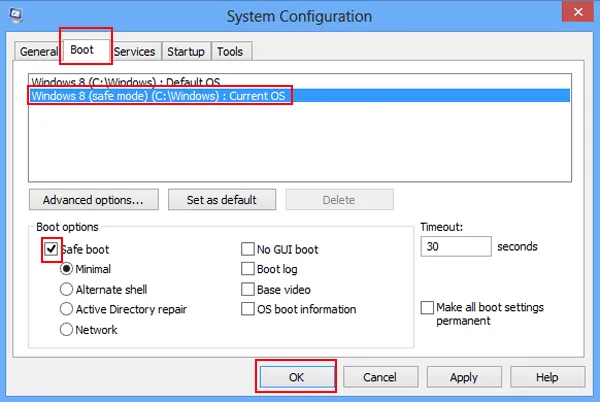 Hướng dẫn Chạy chế độ an toàn trong Windows 8 máy tính