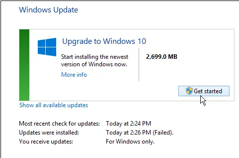 Nâng cấp lên Windows 10 từ Windows 8.1