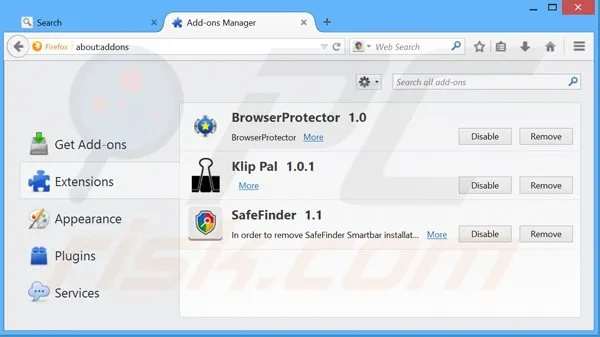 Hướng dẫn Xóa, gỡ bỏ SafeFinder & Search.SafeFinder.com trên trình duyệt