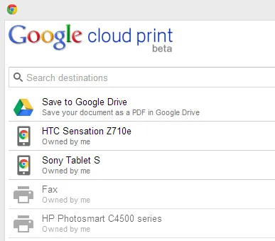 In tệp từ xa trong Windows với Google Cloud Print