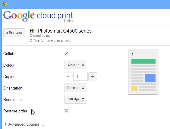 In tệp từ xa trong Windows với Google Cloud Print