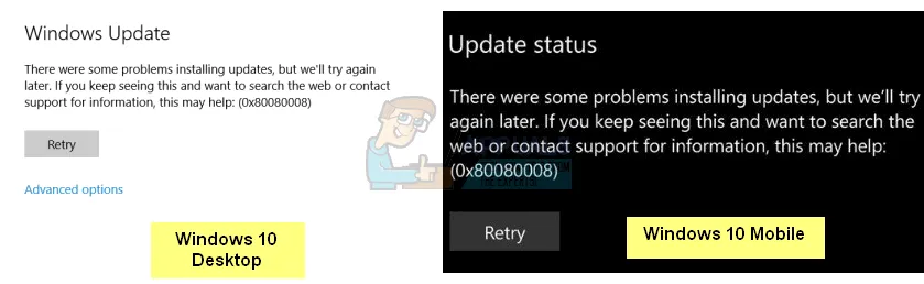 Khắc phục: Lỗi 0x80080008 khi Update Windows 10