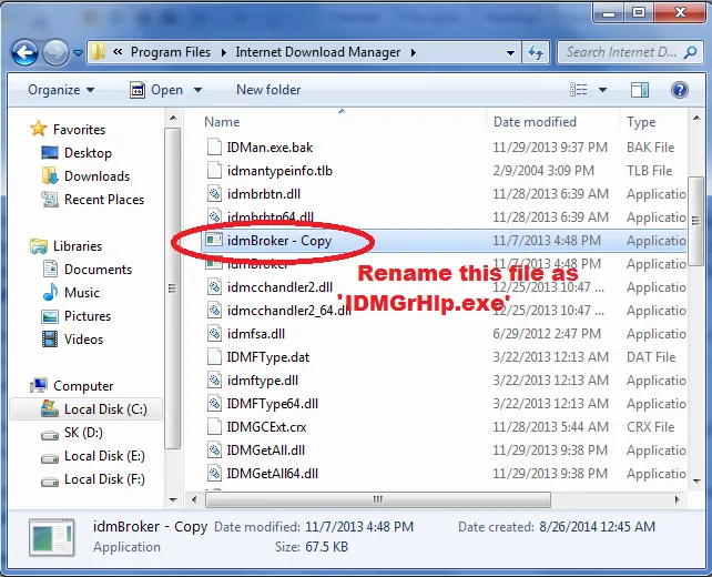 đổi tên idmBroker.exe file to IDMGrHlp.exe nằm trong internet download manager