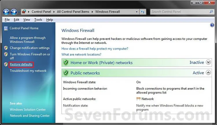 Khôi phục cài đặt Tường lửa (Windows Firewall) mặc định trong Windows