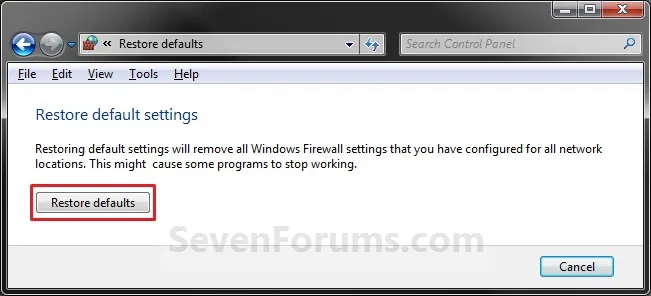 Khôi phục cài đặt Tường lửa (Windows Firewall) mặc định trong Windows