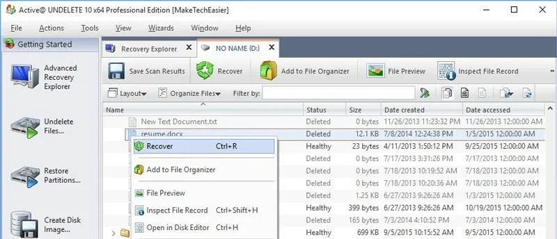 Khôi phục nhanh các Files, Folders và Partitions bị xóa bằng Active Undelete