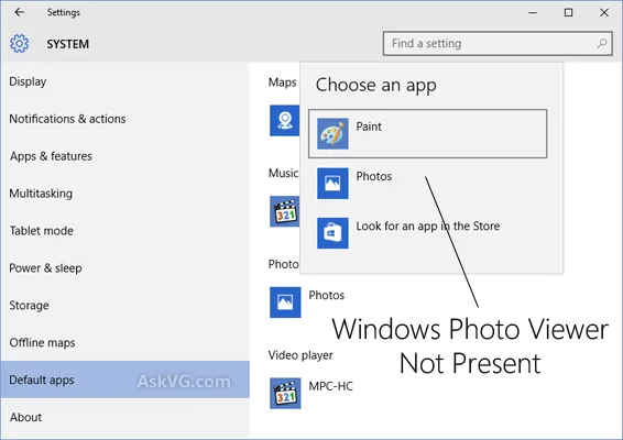 Khôi phục “Windows Photo Viewer” về mặc định trong Windows 10