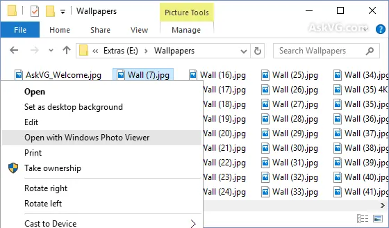 Khôi phục “Windows Photo Viewer” về mặc định trong Windows 10