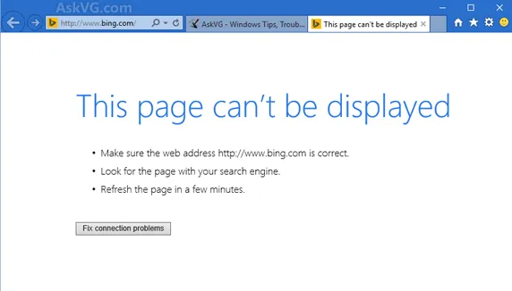 Lỗi không thể mở Bing, MSN, Outlook hoặc trang web khác Microsoft trong Windows 10