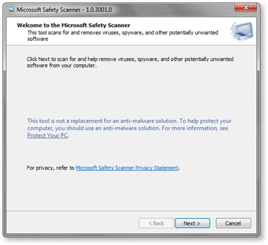 Sử dụng Microsoft Safety Scanner để Bảo vệ máy tính khỏi Phần mềm độc hại