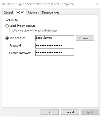Sửa lỗi đầy đủ: Lỗi dịch vụ hỗ trợ Bluetooth 1079 trên Windows 10, 8.1, 7