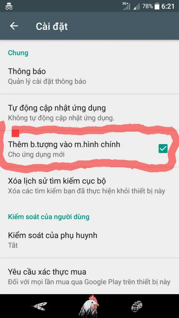 Tại sao điện thoại của tôi không đặt biểu tượng trên màn hình chính khi tôi cài đặt một ứng dụng mới?